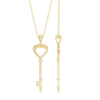 Diamond Heart Key Pendant Necklace For Women