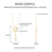 Diamond Key Necklace with Angel Wings