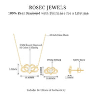Round cut diamond infinity heart jewelry set by Rosec Jewels, featuring sparkling diamond accents and elegant design.