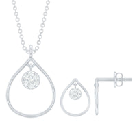 Diamond Wedding Necklace Earring Set for Bride