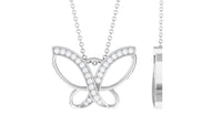 Diamond butterfly pendant necklace for women featuring sparkling diamonds on a delicate chain by Rosec Jewels.