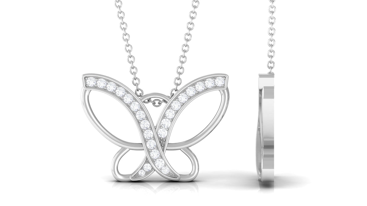 Diamond butterfly pendant necklace for women by Rosec Jewels featuring sparkling diamonds and intricate butterfly design.