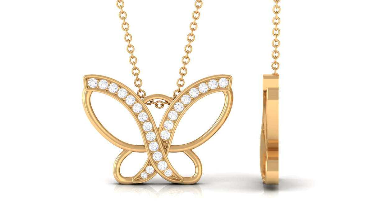 Diamond butterfly pendant necklace for women featuring sparkling diamonds and delicate design by Rosec Jewels.