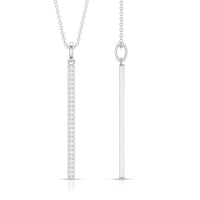 Round cut diamond bar pendant necklace for women by Rosec Jewels, featuring a sleek, elegant design with sparkling diamonds.