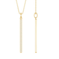 Round cut diamond bar necklace for women with pendant from Rosec Jewels, featuring a sleek and elegant design.