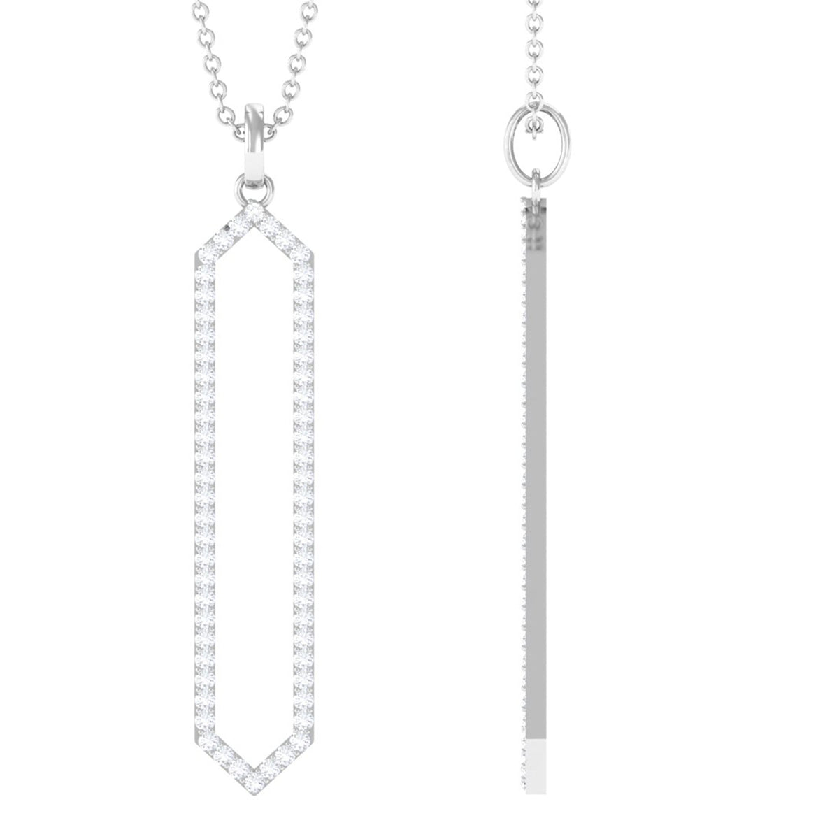Elegant Rosec Jewels diamond geometric pendant necklace for women with sparkling certified diamonds and modern design.