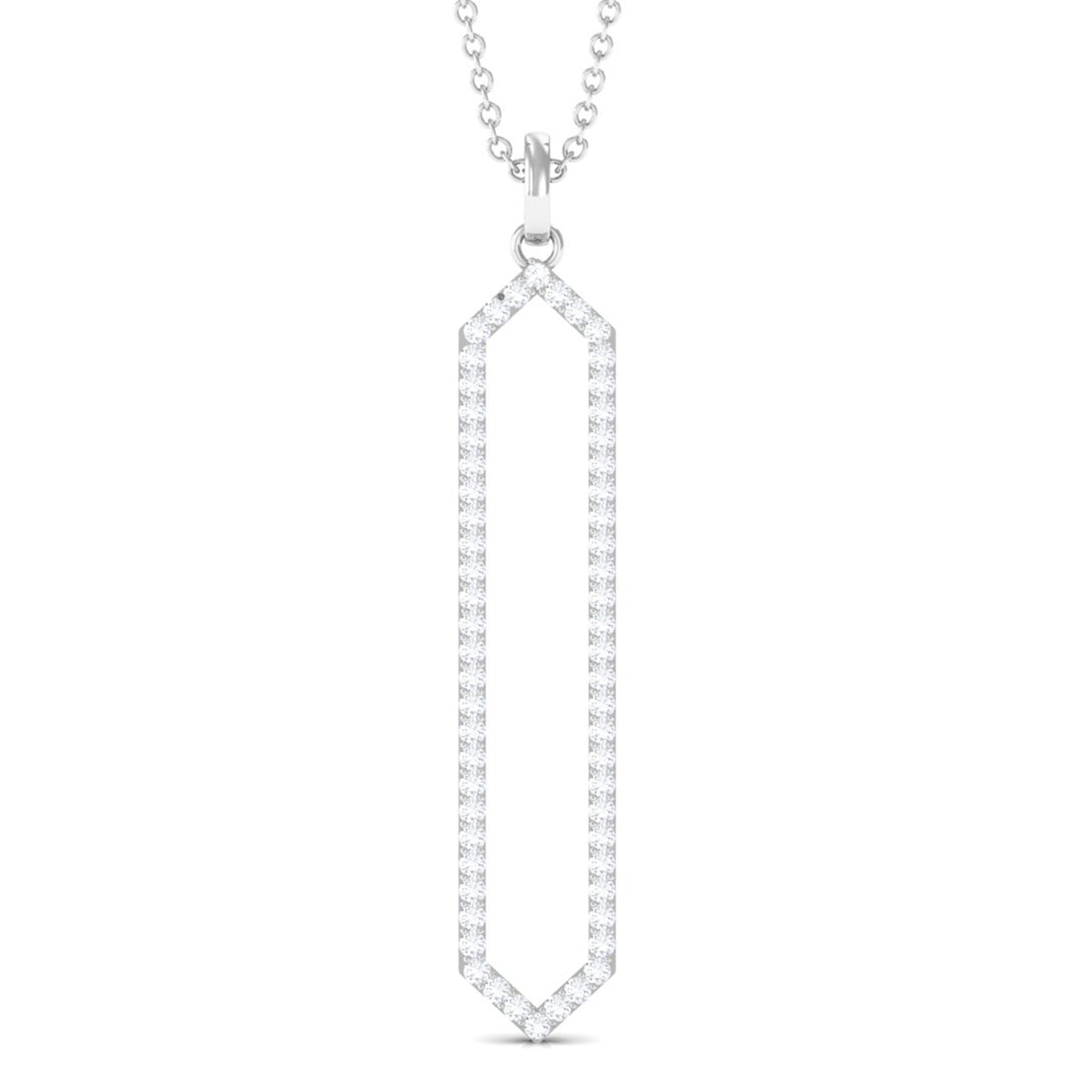 Certified diamond geometric pendant necklace for women by Rosec Jewels, featuring a modern design with sparkling diamonds.