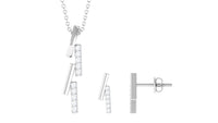 Certified Diamond Bar Dangle Necklace Earrings Set