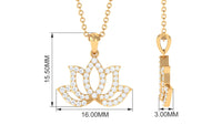 Diamond Lotus Flower Necklace in Pave Setting