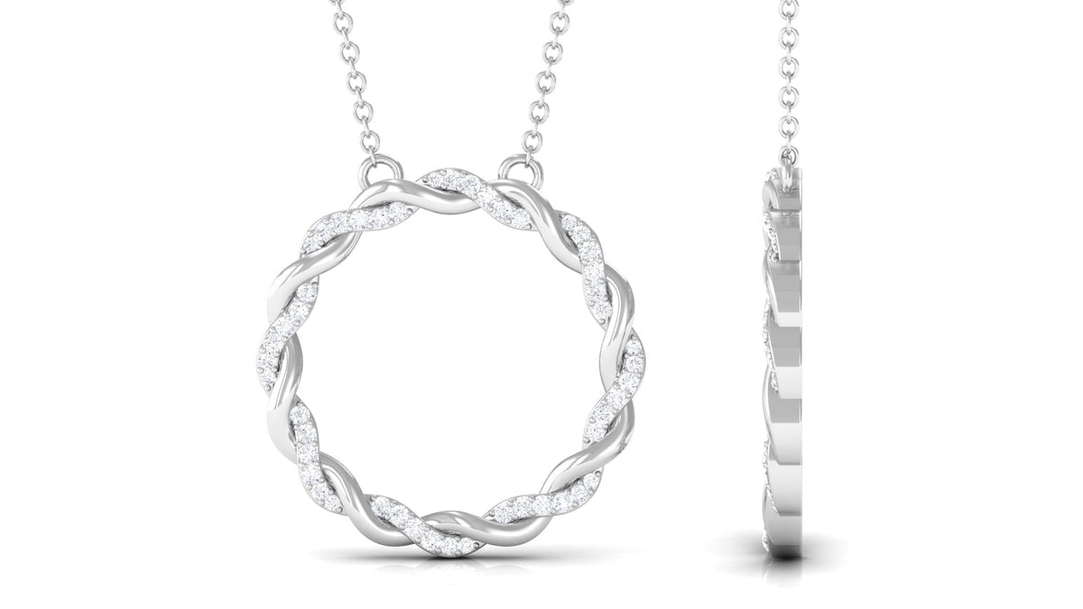 Diamond Twisted Eternity Necklace in Pave Setting