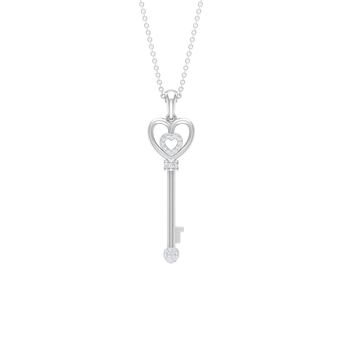 Vintage diamond key pendant necklace for women by Rosec Jewels featuring a delicate, ornate design.