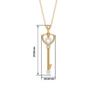 Vintage style diamond key pendant necklace for women by Rosec Jewels, featuring a detailed diamond-adorned key design.