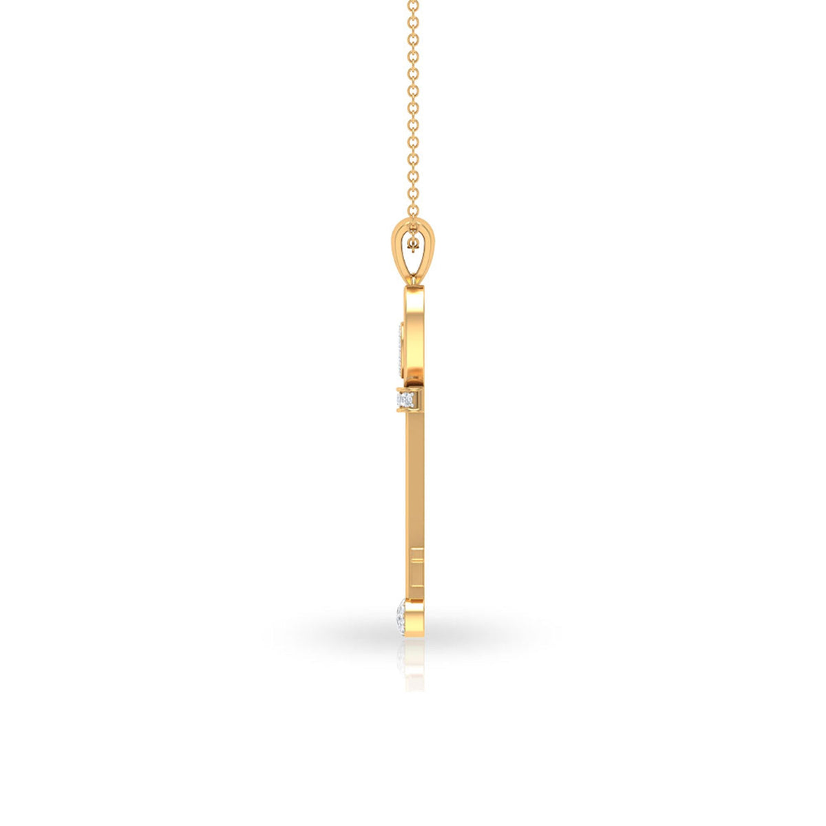 Vintage style diamond key pendant necklace for women by Rosec Jewels, featuring a sparkling diamond-adorned key design.