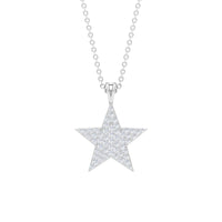 Diamond star pendant necklace in pave setting with rose gold finish, featuring sparkling diamonds from Rosec Jewels.