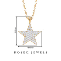 Diamond star pendant necklace in pave setting featuring sparkling diamonds and a delicate chain from Rosec Jewels.