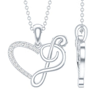 Diamond Heart and Music Note Necklace