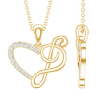 Diamond Heart and Music Note Necklace