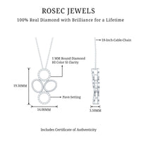 Certified diamond contemporary pendant necklace for women by Rosec Jewels featuring a sparkling diamond pendant design.