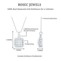Brilliant cut diamond pendant necklace by Rosec Jewels featuring a sparkling diamond pendant on a delicate chain.