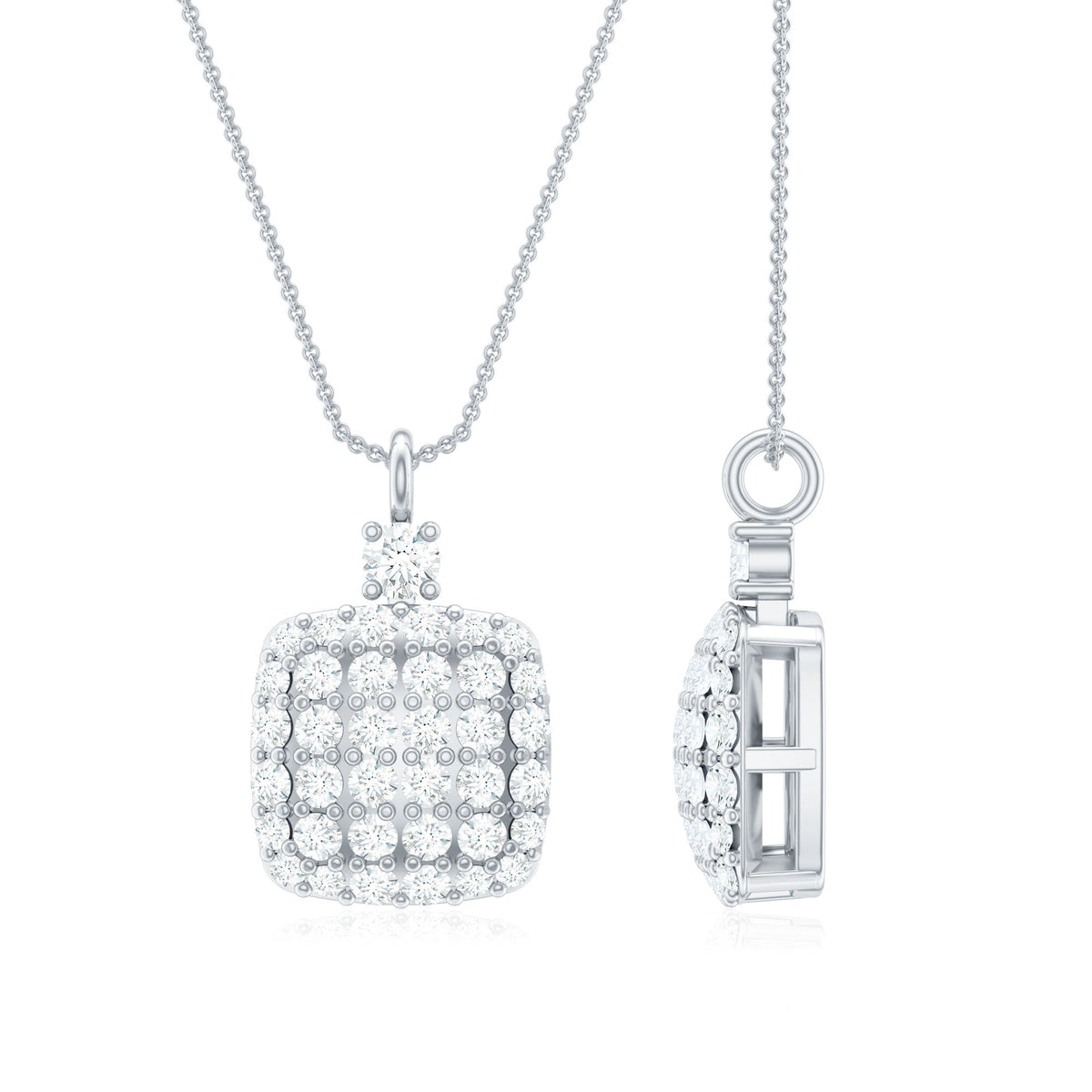 Brilliant cut diamond pendant necklace by Rosec Jewels featuring a sparkling diamond centerpiece on a delicate chain.