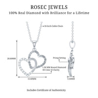 Pave Set Diamond Double Heart Necklace