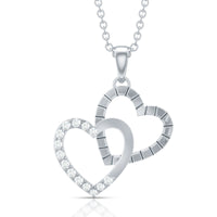 Pave Set Diamond Double Heart Necklace