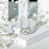 Certified diamond infinity heart necklace by Rosec Jewels featuring a delicate chain with sparkling diamonds and infinity heart pendant.