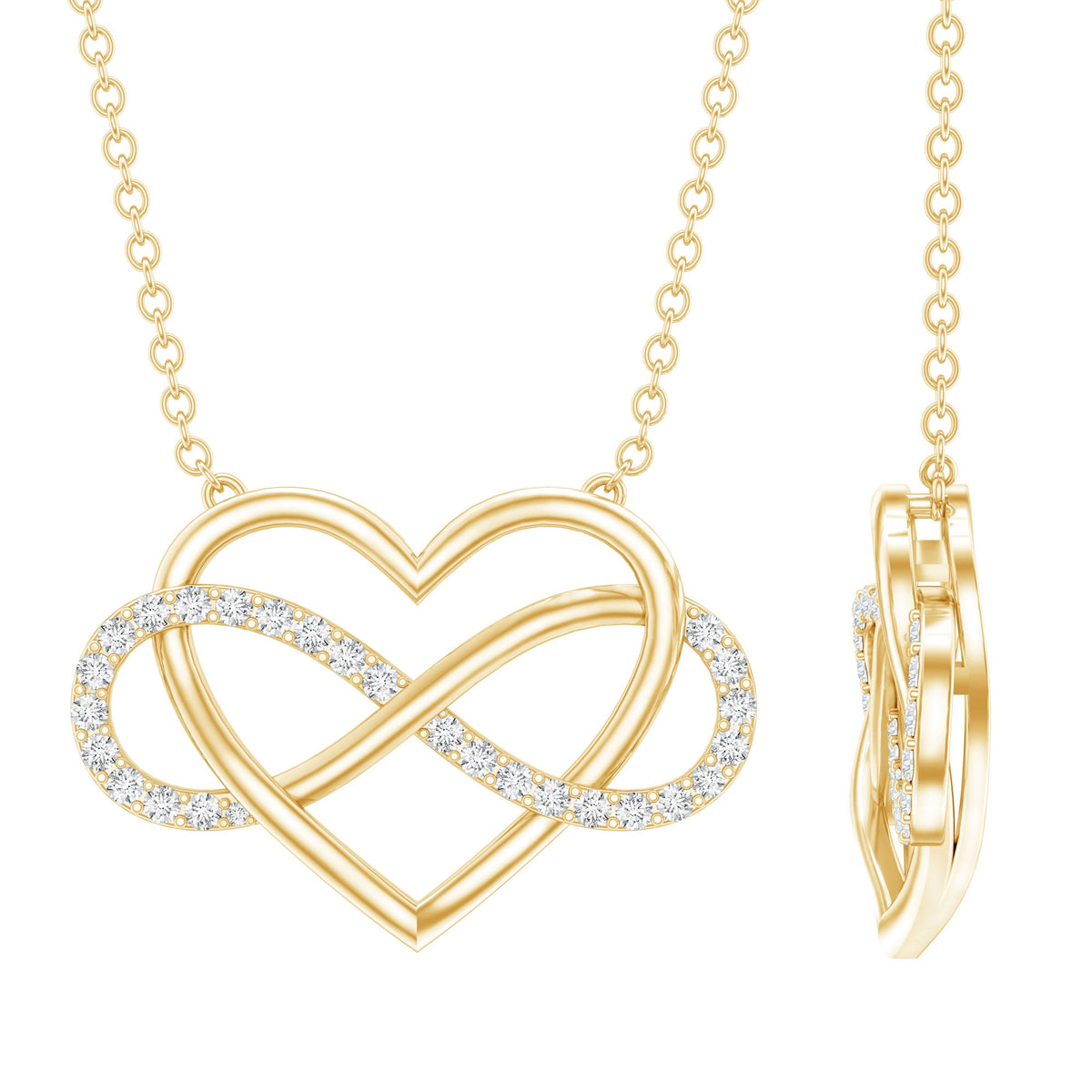 Certified diamond infinity heart necklace by Rosec Jewels featuring sparkling diamonds and a delicate infinity heart pendant.