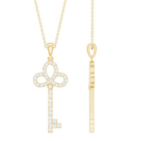 Certified Moissanite Key Pendant Necklace for her