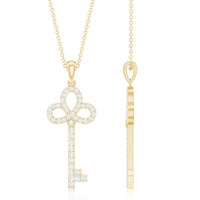 Certified Moissanite Key Pendant Necklace for her