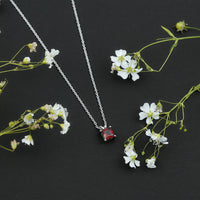 Solitaire 1.4 Carat Garnet Princess Cut Pendant Necklace with Chain