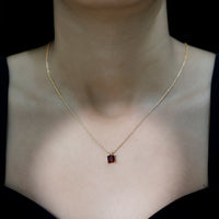 Genuine Princess Cut Garnet Solitaire Locket With Chain