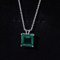 Princess Cut Lab Created Emerald Solitaire Necklace With Chain