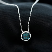 2 Carat Solitaire London Blue Topaz Chain Necklace in Bezel Setting