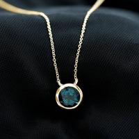 2 Carat Solitaire London Blue Topaz Chain Necklace in Bezel Setting