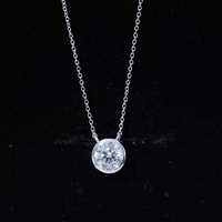 1 Carat Moissanite Solitaire Necklace in Bezel Setting