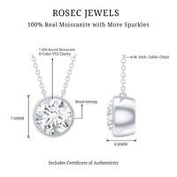 Bezel Set 1.36 Carat Round Moissanite Necklace in Silver