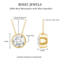 1 Carat Moissanite Solitaire Necklace in Bezel Setting