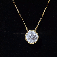 Bezel Set 3 Carat Moissanite Solitaire Necklace