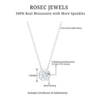 Bezel Set 3 Carat Moissanite Solitaire Necklace