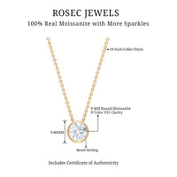 Bezel Set 3 Carat Moissanite Solitaire Necklace
