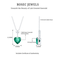 Certified Lab Created Emerald Heart Solitaire Necklace With Chain