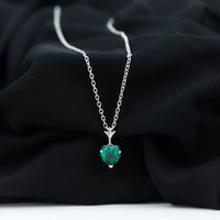 Certified Lab Created Emerald Heart Solitaire Necklace With Chain