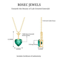 Certified Lab Created Emerald Heart Solitaire Necklace With Chain