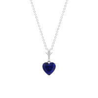0.9 Carat Lab Grown Blue Sapphire Heart Necklace for Women