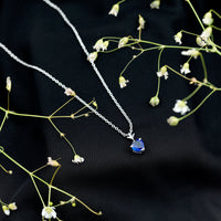0.9 Carat Lab Grown Blue Sapphire Heart Necklace for Women