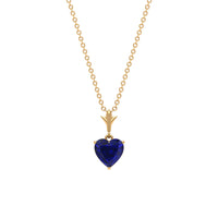 0.9 Carat Lab Grown Blue Sapphire Heart Necklace for Women