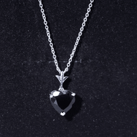 Natural Black Spinel Heart Necklace for Women
