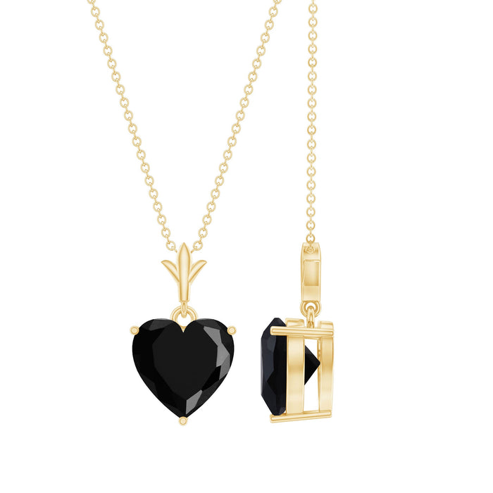Natural black spinel heart pendant necklace for women by Rosec Jewels, featuring a polished black spinel gemstone on a delicate chain.