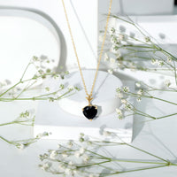 Natural Black Spinel Heart Necklace for Women